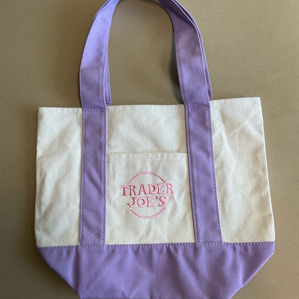 Trader Joe’s Mini Canvas Tote Bag-Purple - Picture 2 of 2